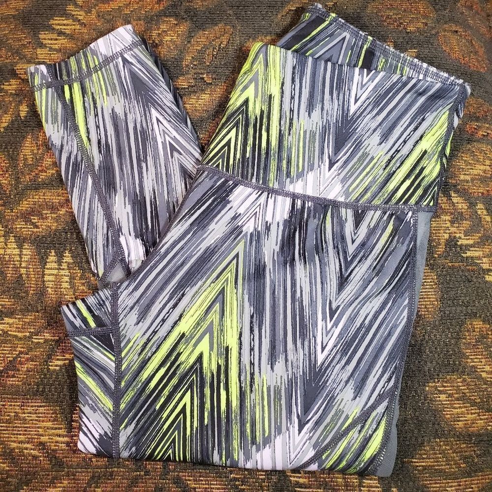 Multicolored Zella Leggings with Mesh Insert going down side and around calf